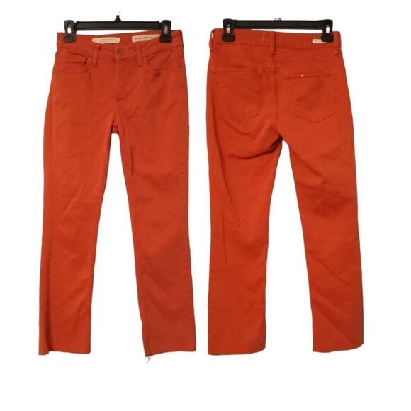 Pilcro And The LetterPress High Rise Bootcut Raw Hem Size 25 Rustic Orange - Picture 8 of 13